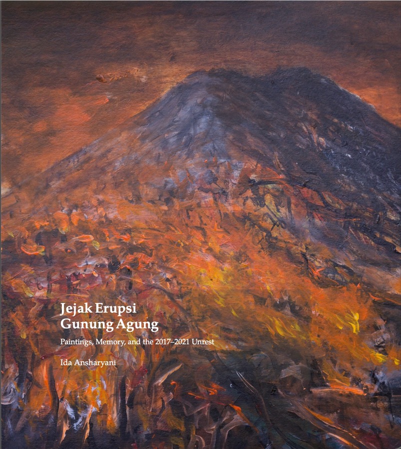 Book cover for Jejak Erupsi Gunung Agung about Gunada paintings and the 2017-2021 unrest